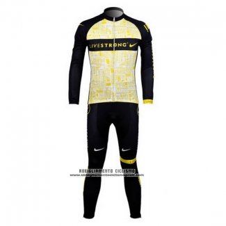 2012 Abbigliamento Ciclismo Livestrong Giallo Manica Lunga e Salopette